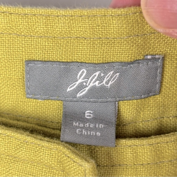 J Jill Linen Wide Leg Chartreuse Women’s Pants Size 6 Drawstring waist Flowy - Picture 7 of 10